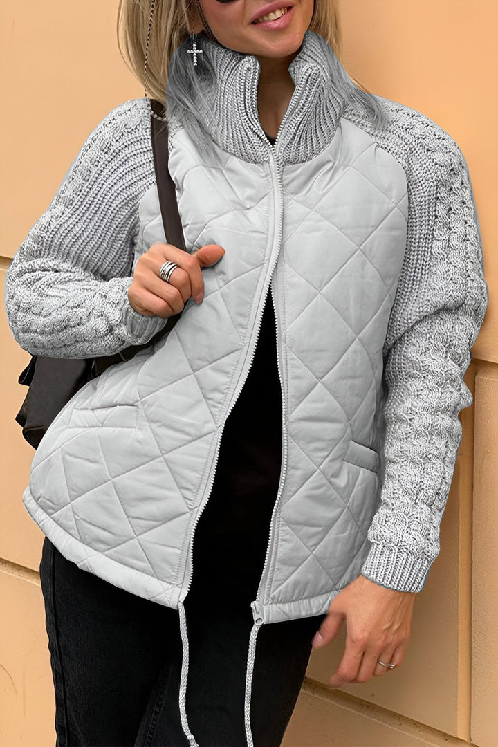 Leonarda - Gestrickt Patchwork Reißverschluss Jacke