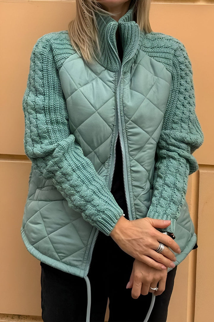 Leonarda - Gestrickt Patchwork Reißverschluss Jacke
