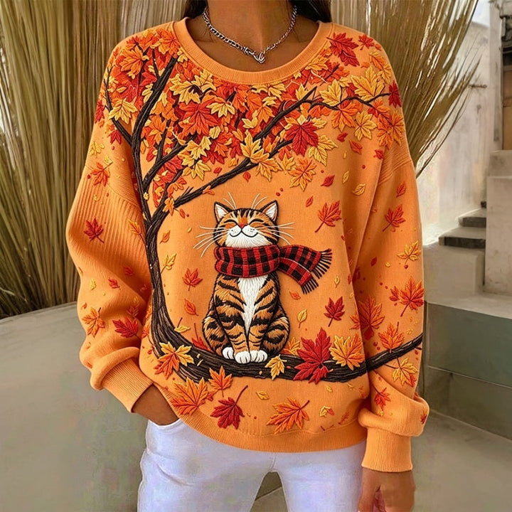 Jivina – Lässiges Sweatshirt Mit Katzen Motiv