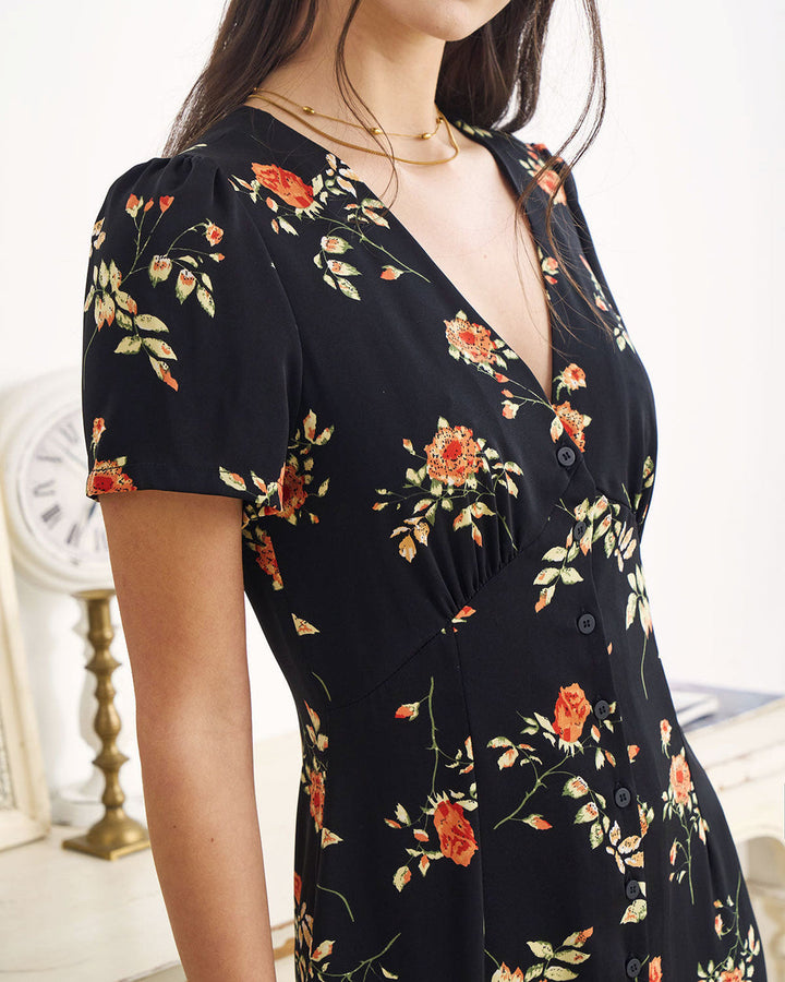 Kambria – Kurzärmeliges Midikleid Mit Blumenmuster