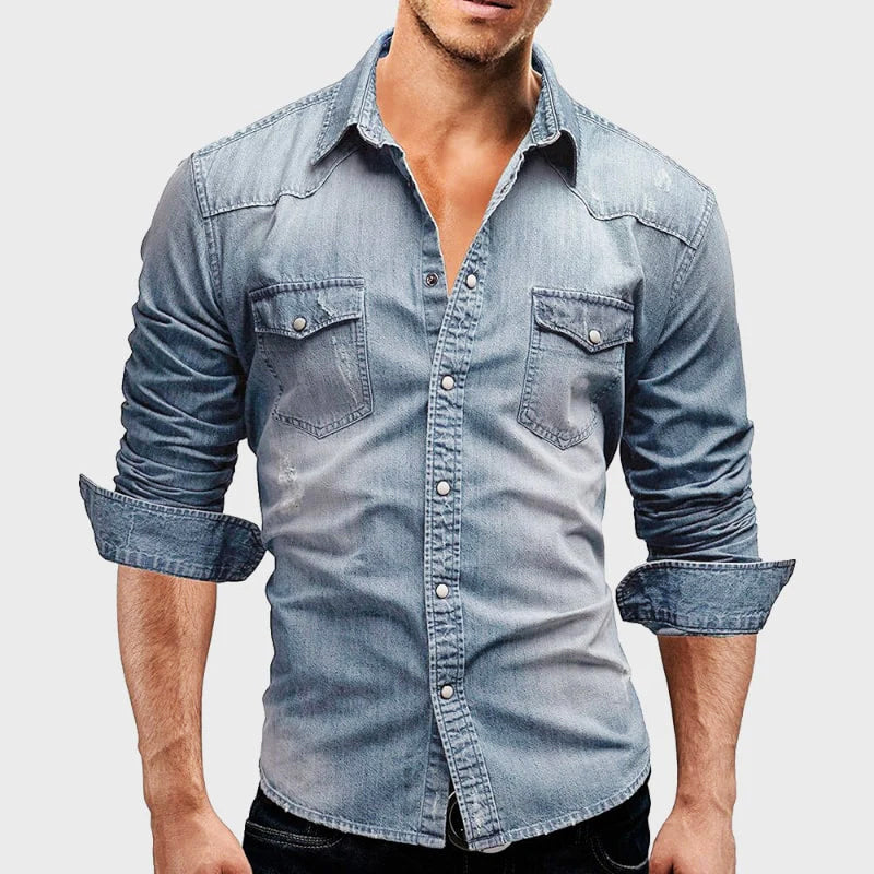 Nemanja – Elegantes Jeans Hemd Mit Taschen