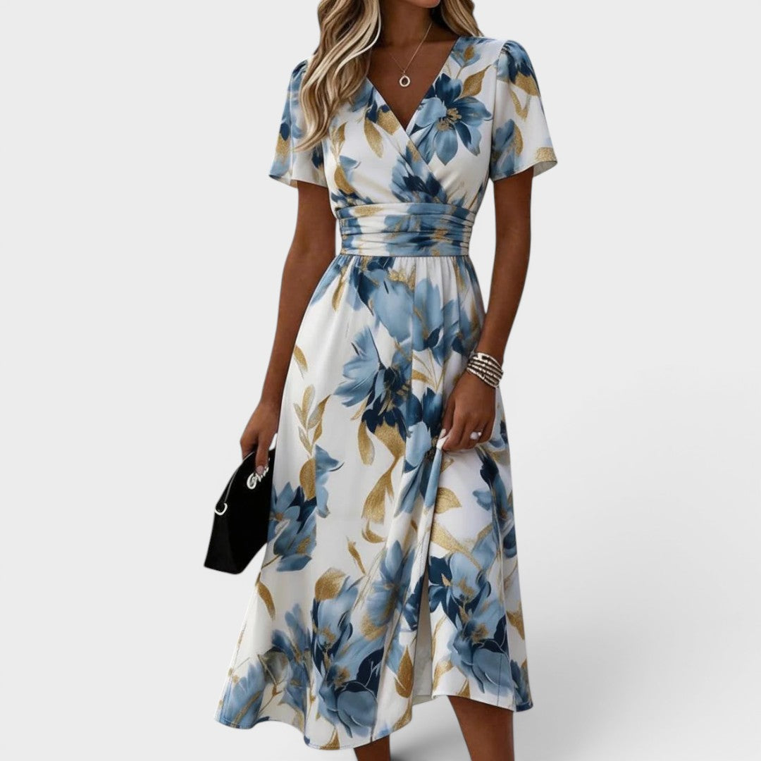 Elinza - Midi-Wickelkleid Mit Blumenmuster