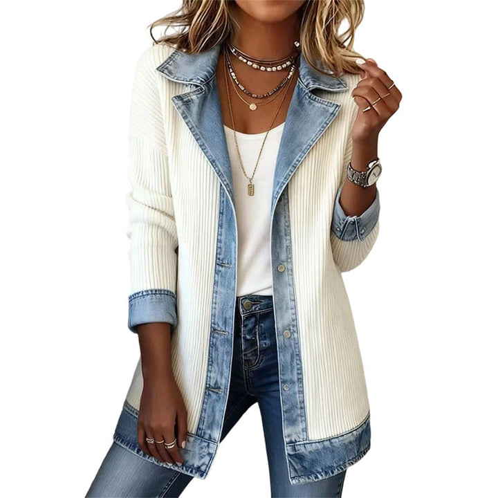 Cendall - Stylische Strick Jacke Mit Denim