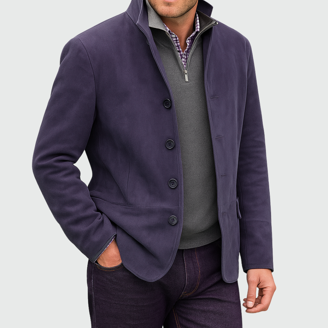 Ferdinando – Klassischer Blazer Aus Wildleder Mit Knopfleiste