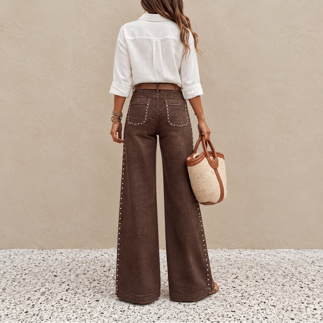 Magryta – Hose mit Weitem Bein Und Nieten