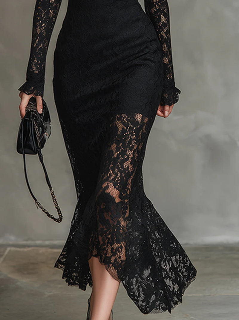 Yalissa – Langärmliges Maxikleid aus Spitze