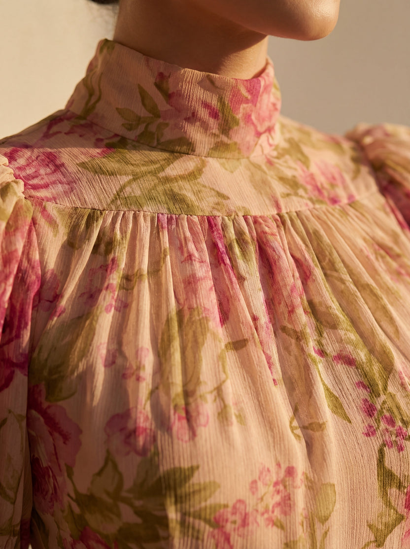 Rimina – Stilvolles Blumen Kleid Mit Rüschen