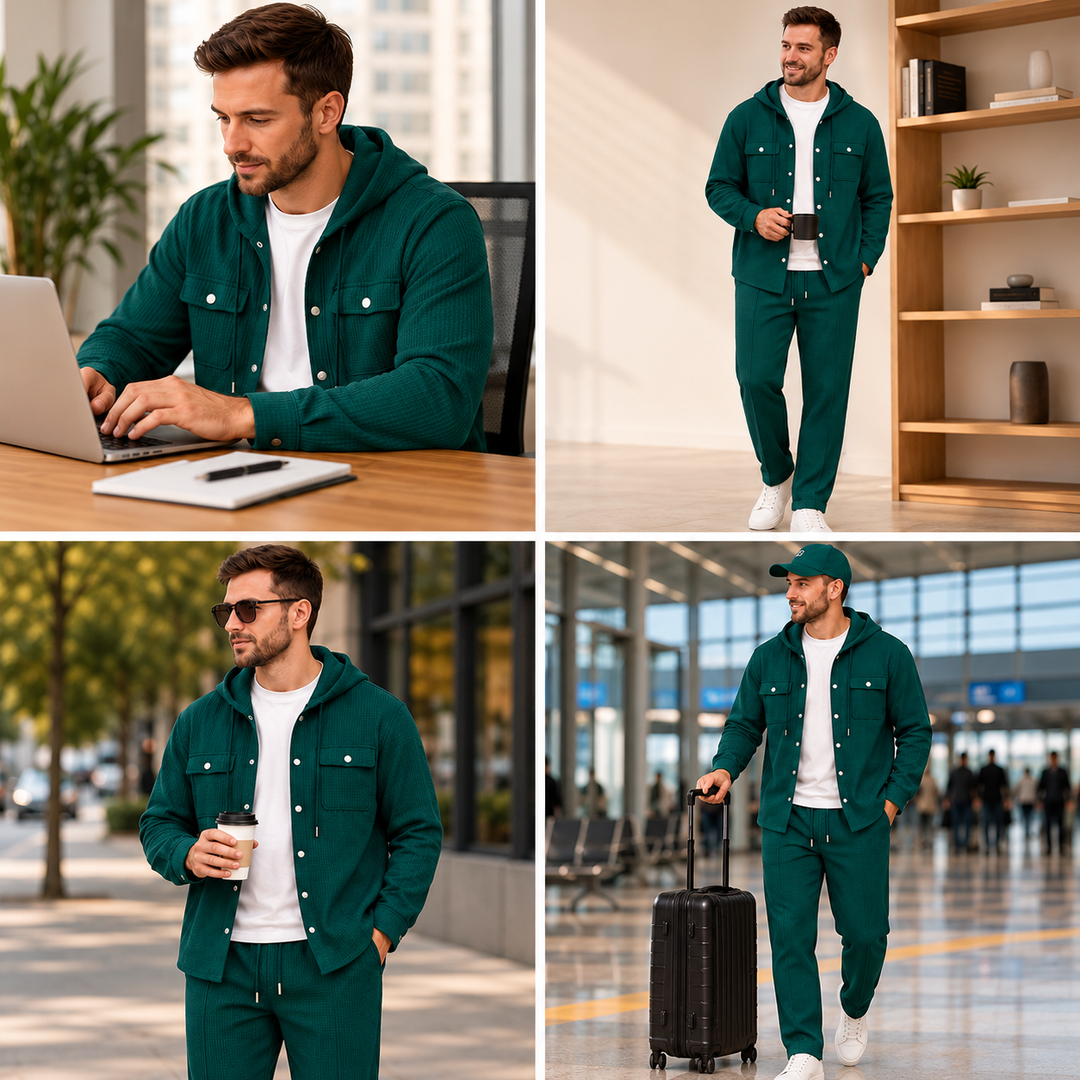 Waylon – Set Aus Kapuzenjacke Und Hose Mit Waffelmuster