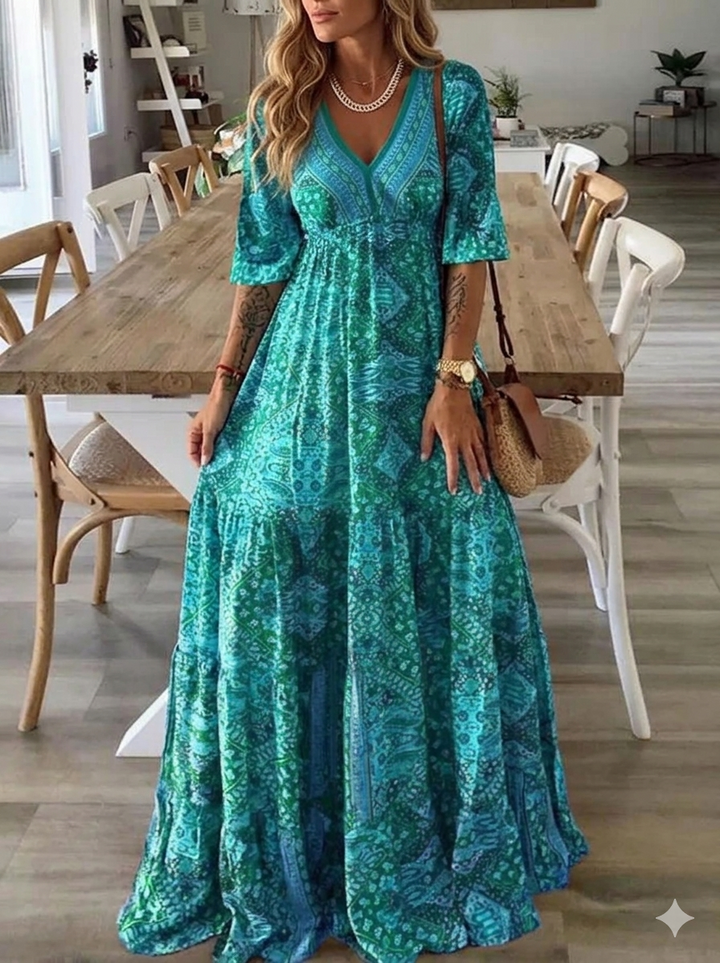 Bettie – Maxikleid mit Halbärmeln im Bohemian-Stil