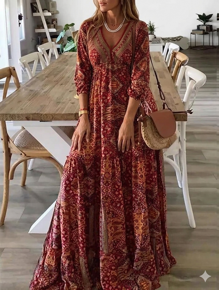 Bettie – Maxikleid mit Halbärmeln im Bohemian-Stil