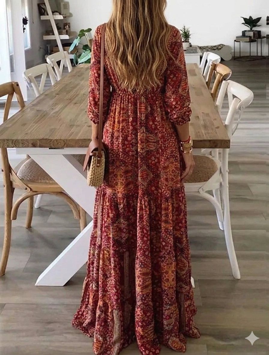 Bettie – Maxikleid mit Halbärmeln im Bohemian-Stil