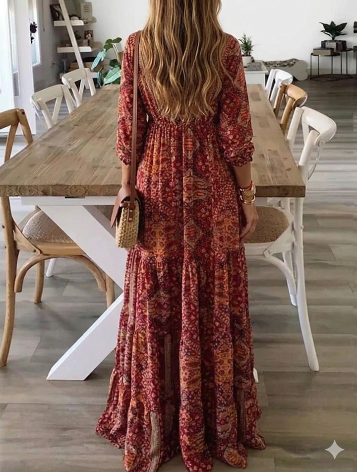 Bettie – Maxikleid mit Halbärmeln im Bohemian-Stil