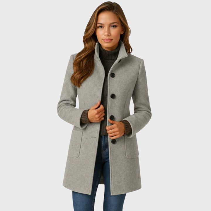Ellarose – Eleganter Wollmantel Mit Knopfleiste
