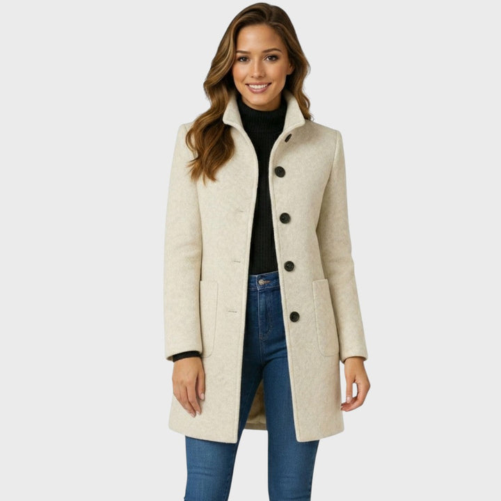 Ellarose – Eleganter Wollmantel Mit Knopfleiste