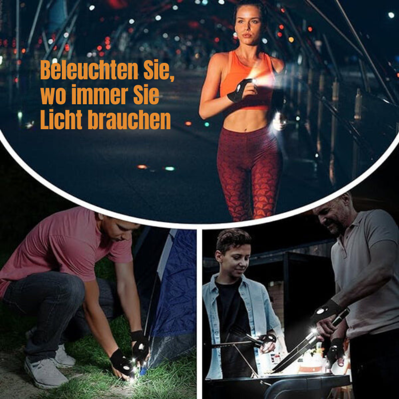 GlowGrip – LED Taschenlampe  Wasserdichte Handschuhe