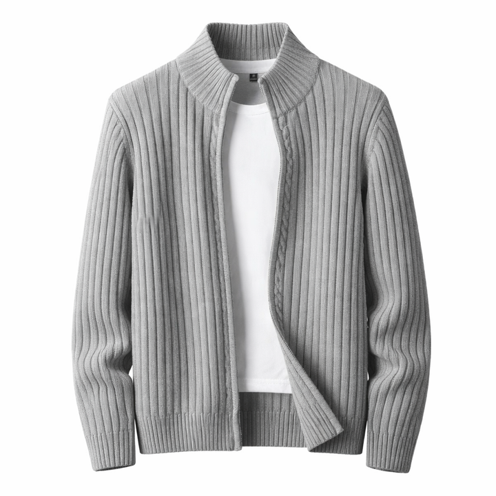 Bjarte – Gerippter Strickjacke Mit Reißverschluss