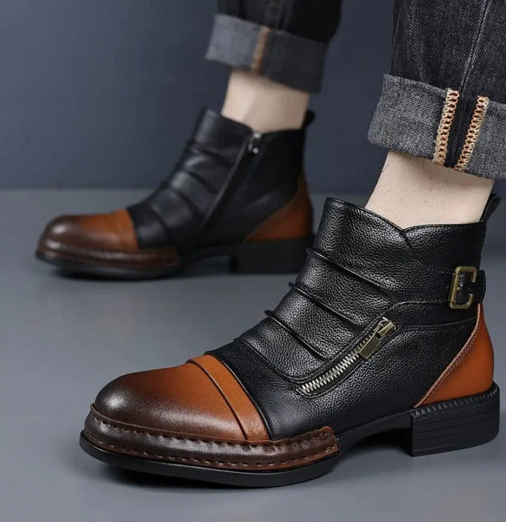 Kramer – Zweifarbige Leder Stiefeletten