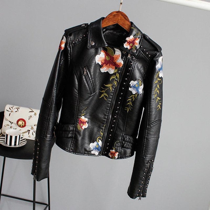 Kymber – Blumenmuster Lederjacke