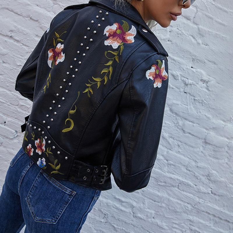 Kymber – Blumenmuster Lederjacke
