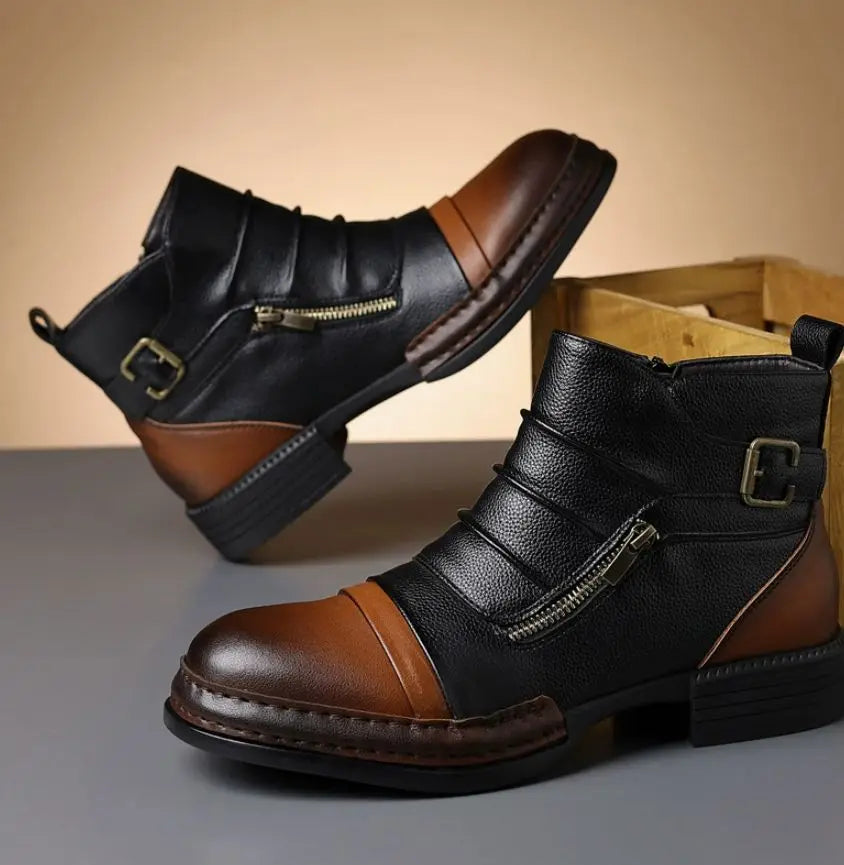Kramer – Zweifarbige Leder Stiefeletten