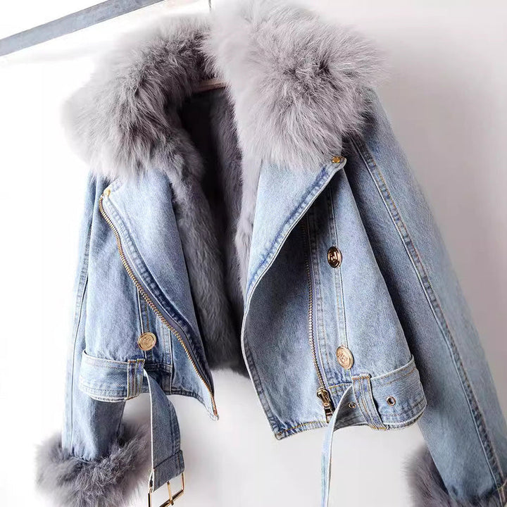 Phylicia - Elegante Jeansjacke Aus Kunstfell