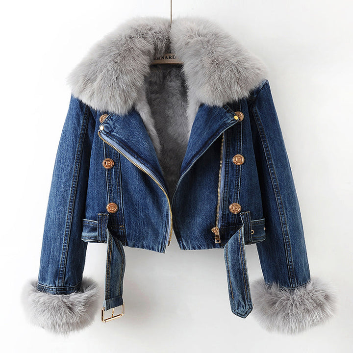 Phylicia - Elegante Jeansjacke Aus Kunstfell