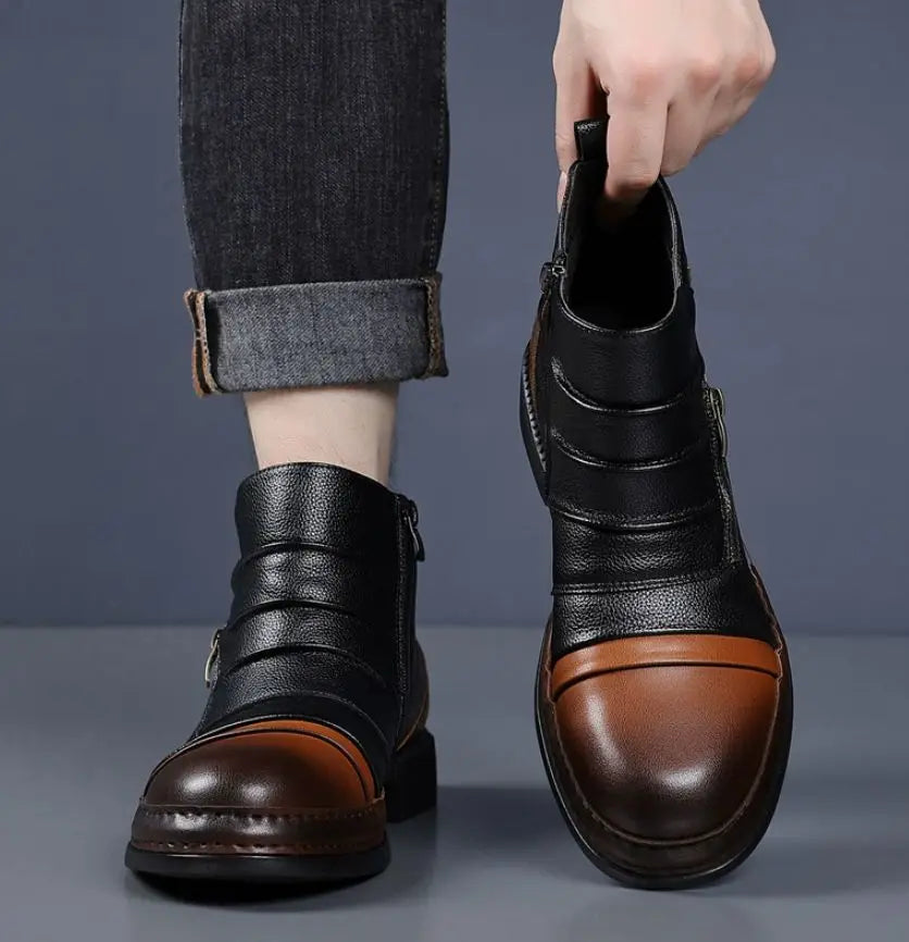Kramer – Zweifarbige Leder Stiefeletten