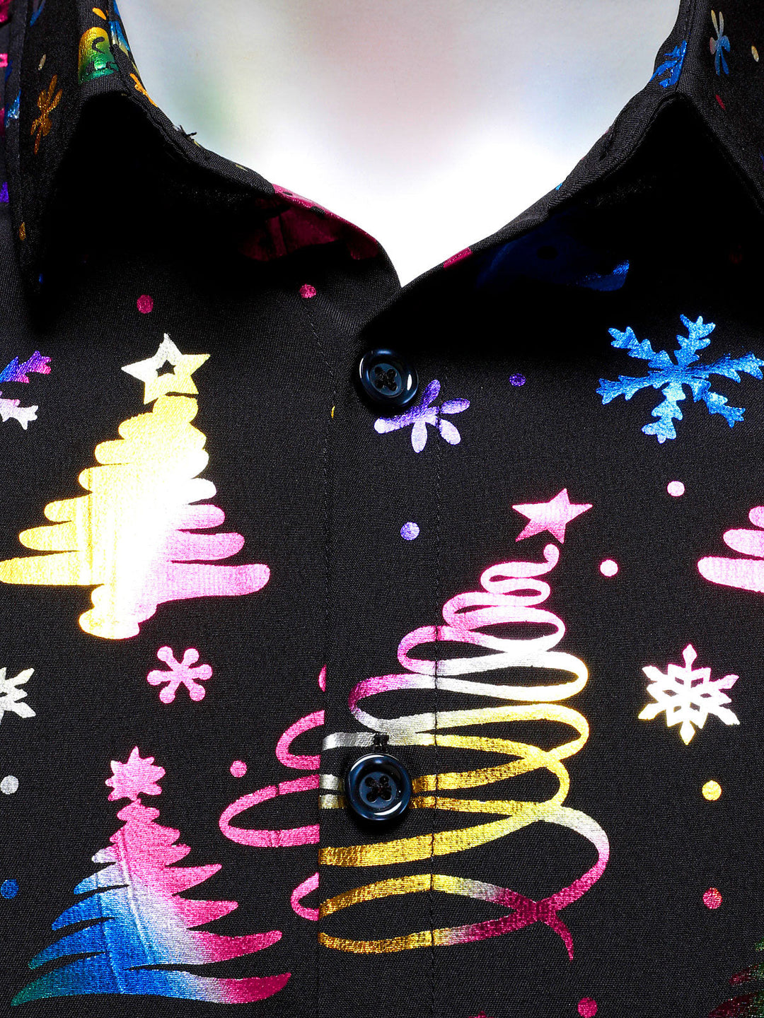 Barrett – Herrenhemd in Gold mit Weihnachtsmotiv, reguläre Passform, schwarz, mit langen Ärmeln