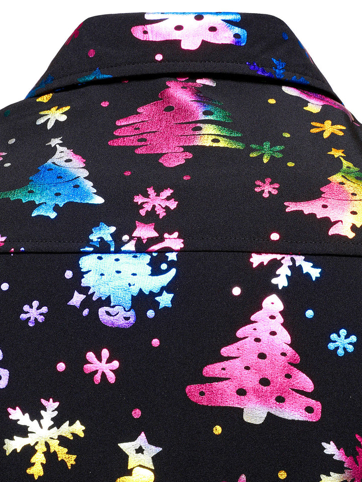 Barrett – Herrenhemd in Gold mit Weihnachtsmotiv, reguläre Passform, schwarz, mit langen Ärmeln