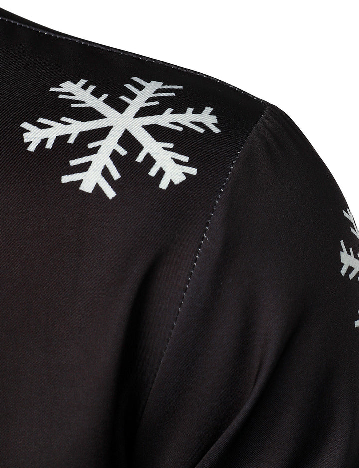 Mathan – Herren Weihnachtsmann-Hemd mit Knöpfen, schwarz, humorvolles Langarmshirt