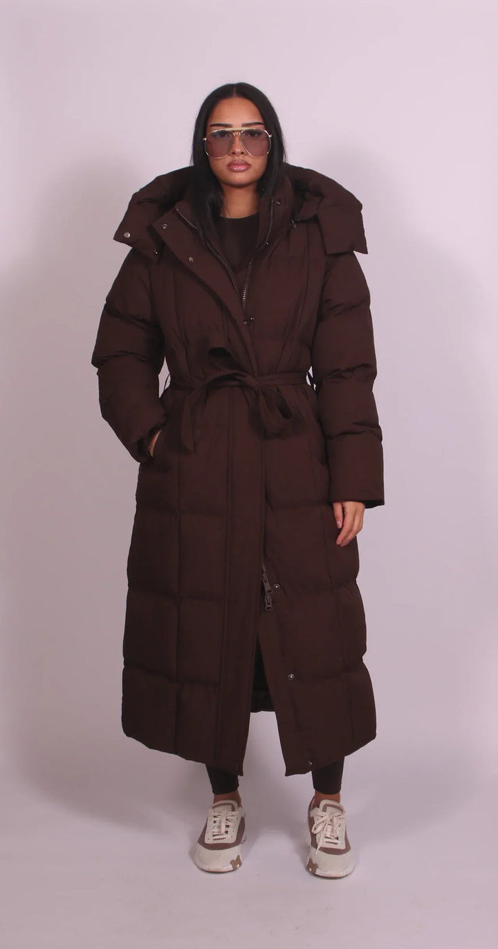 Kaelani – Warmer Langer Puffermantel mit Kapuze