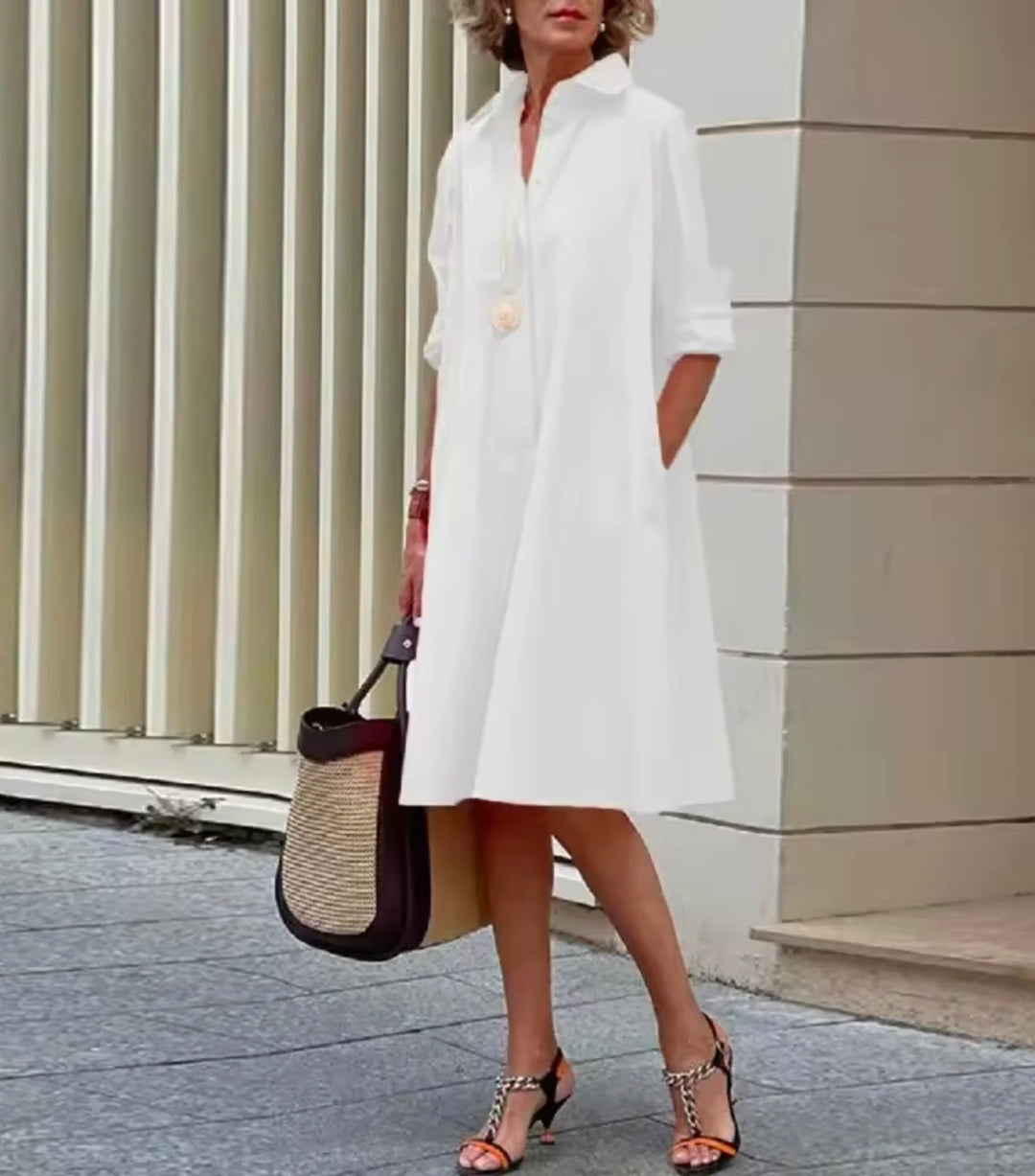 Kahleah – Elegantes Hemdkleid Mit Taschen