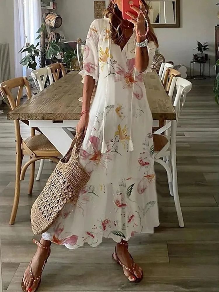 Verute - Maxikleid Aus Samt Mit Blumenmuster