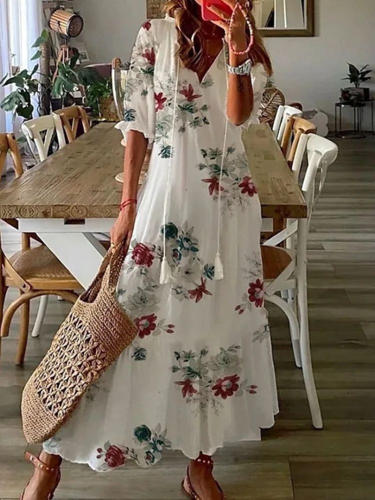 Verute - Maxikleid Aus Samt Mit Blumenmuster