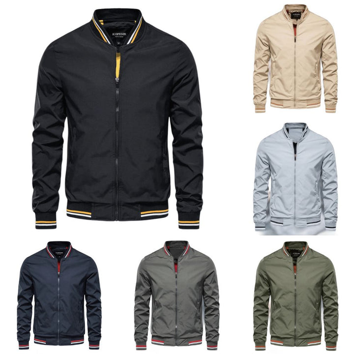 Noam – Klassische Bomber Jacke Mit Gestreiftem Besatz
