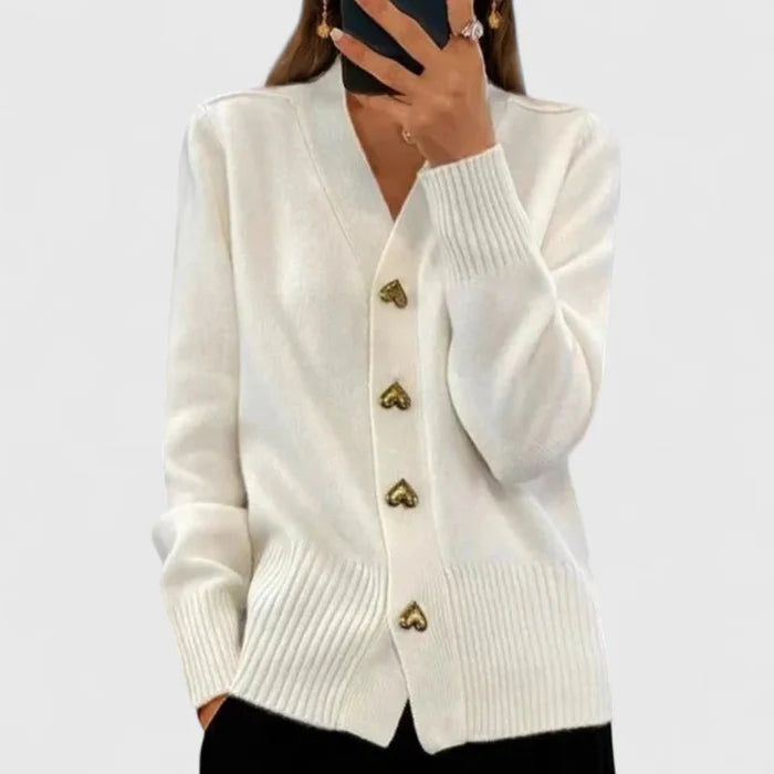 Lyddia - Strickjacke Mit Herzknöpfen