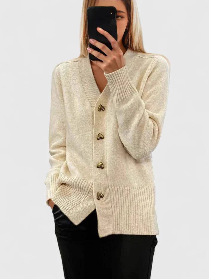 Lyddia - Strickjacke Mit Herzknöpfen