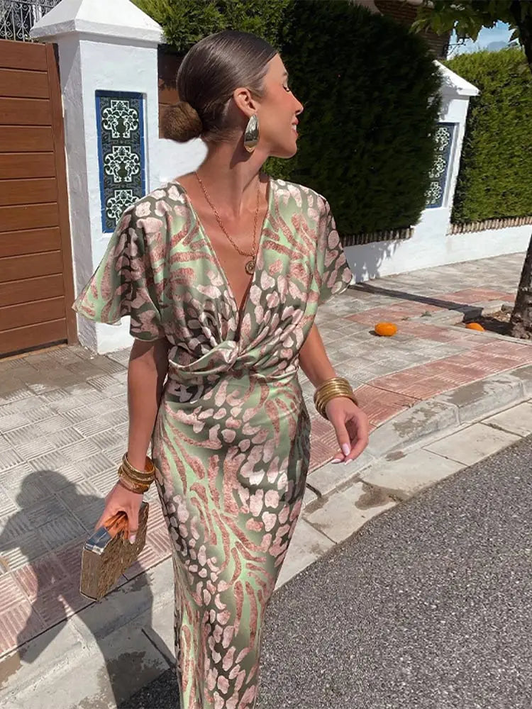 Ieva - Kurzärmeliges Maxi Kleid