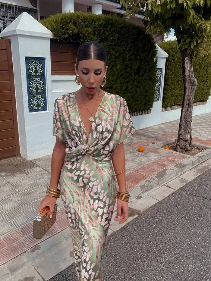 Ieva - Kurzärmeliges Maxi Kleid