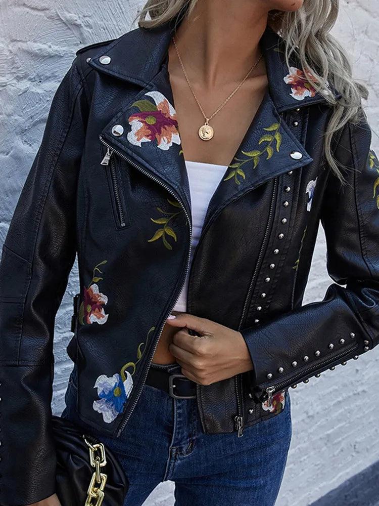 Kymber – Blumenmuster Lederjacke
