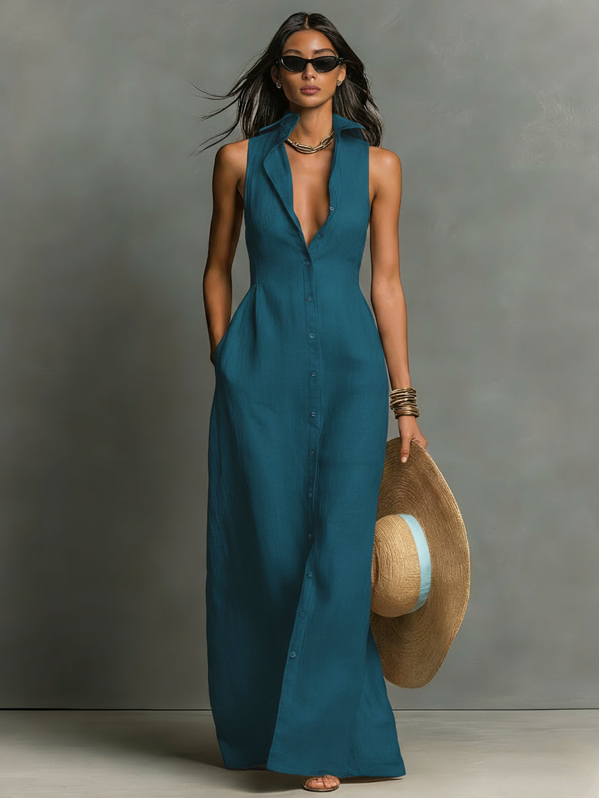 Hani - Leinen Hemd Kleid Mit Knopfleiste