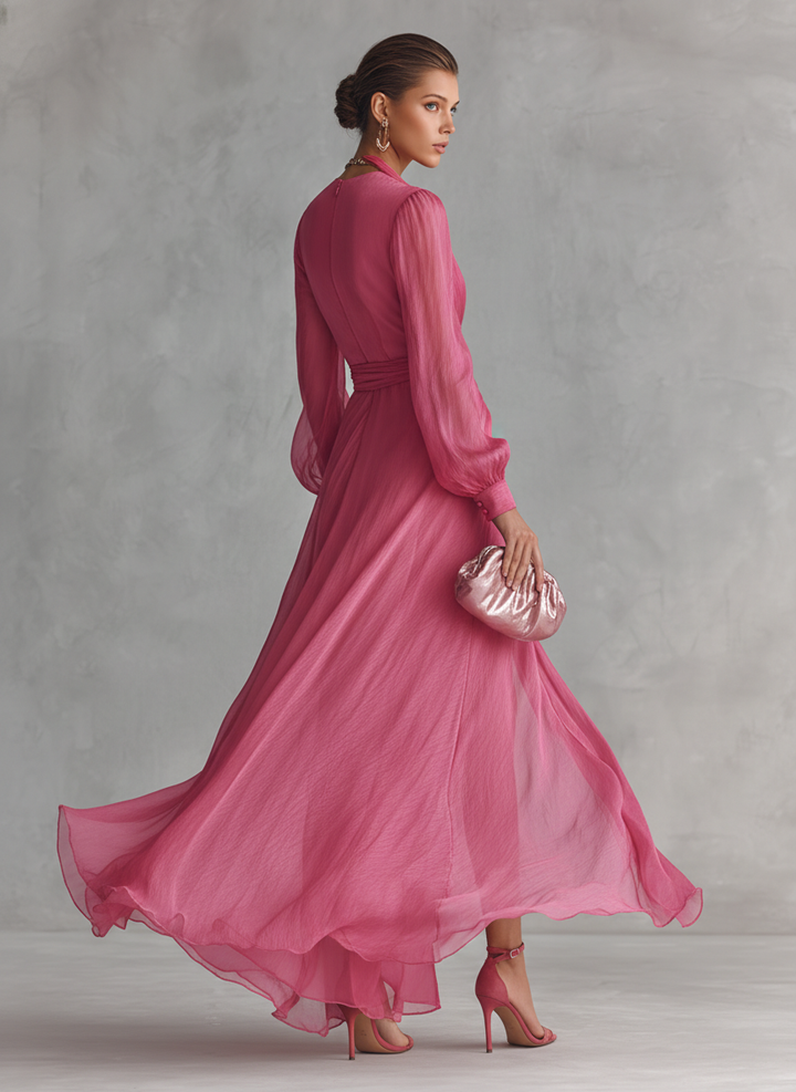 Jalesa – Chiffon-Maxikleid Mit Bindegürtel