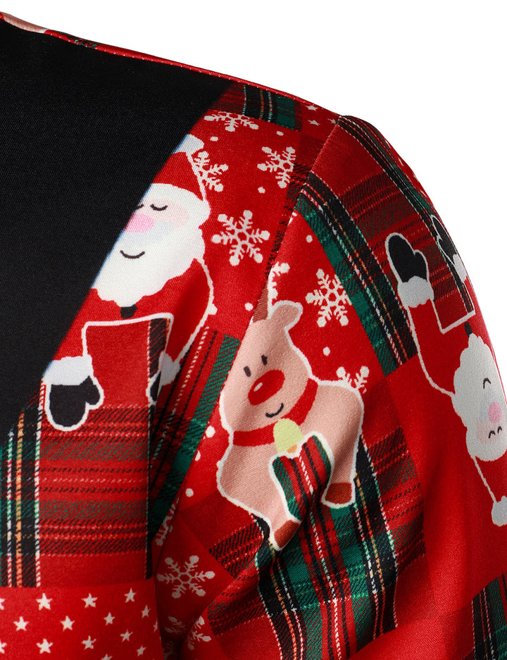 Hunter – Herren-Langarmhemd „Unterhaltsame Feiertage Unheimliche Weihnachten“ in Vintage-Rot mit Tartanmuster