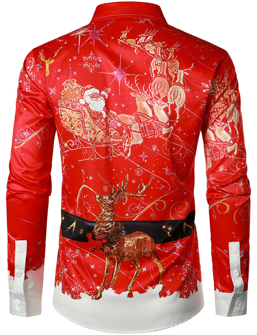 Beau – Herren-Oberteil in weihnachtlicher Inspiration, rotes, festliches Outfit, festliches Hemd mit Knöpfen und langen Ärmeln