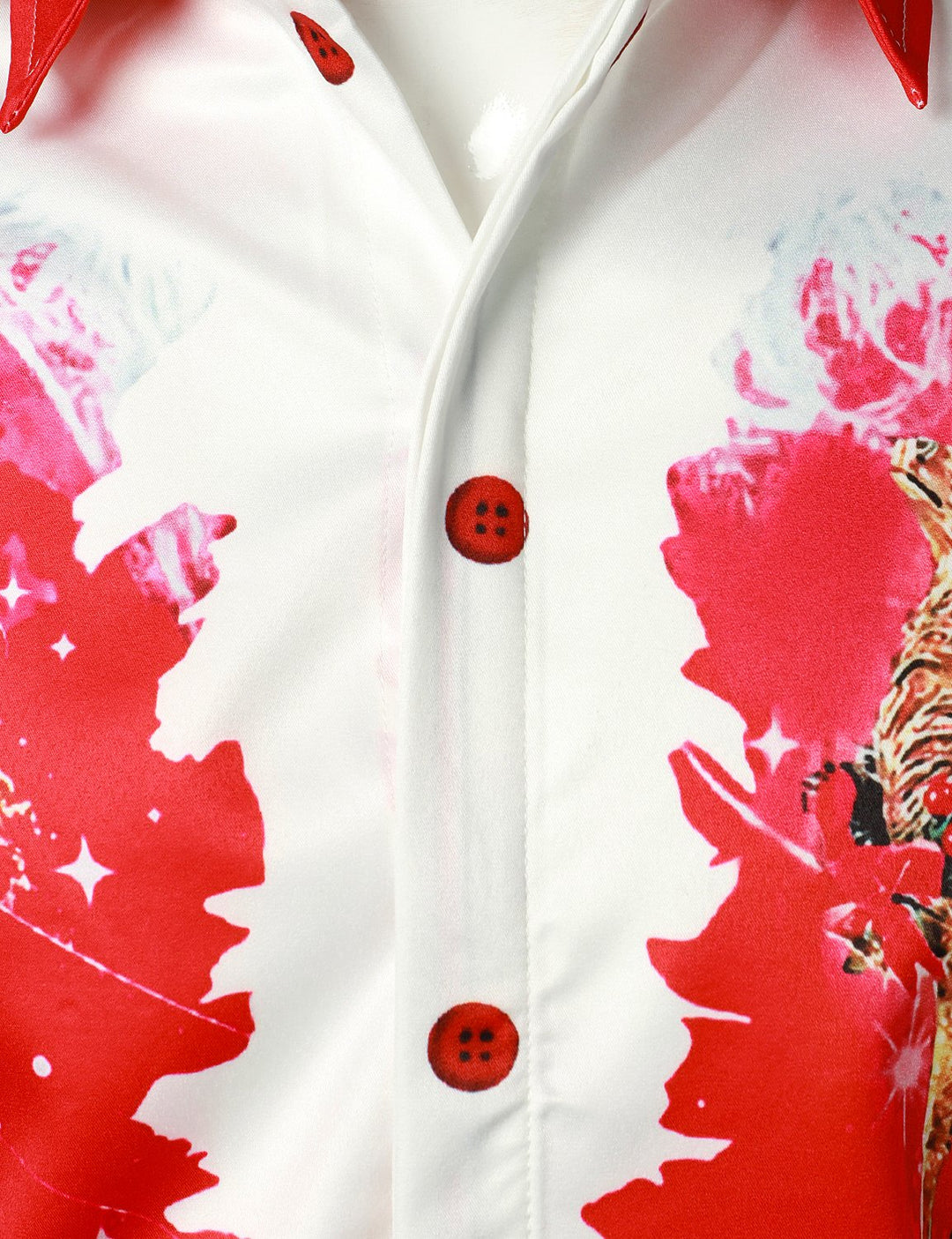 Beau – Herren-Oberteil in weihnachtlicher Inspiration, rotes, festliches Outfit, festliches Hemd mit Knöpfen und langen Ärmeln