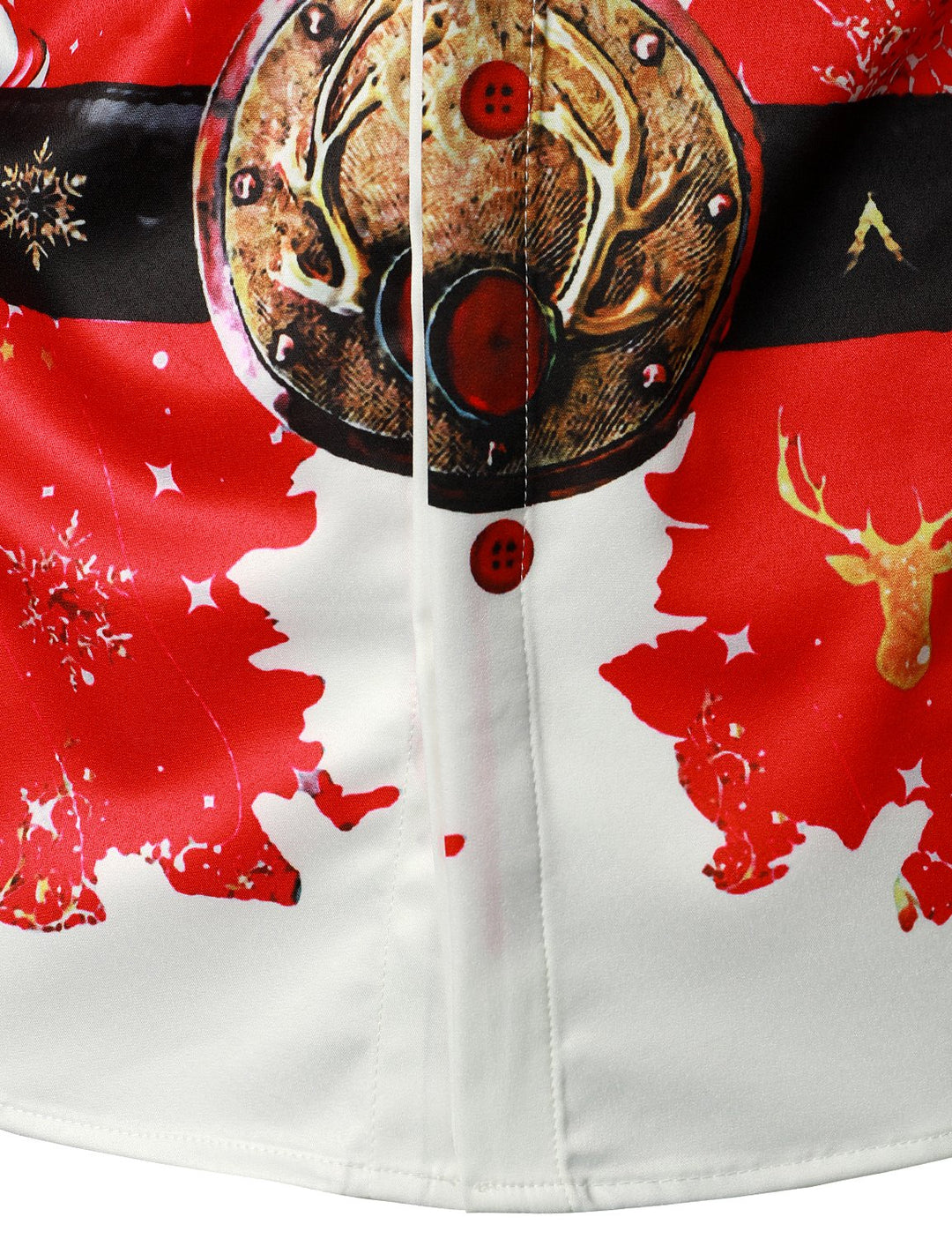 Beau – Herren-Oberteil in weihnachtlicher Inspiration, rotes, festliches Outfit, festliches Hemd mit Knöpfen und langen Ärmeln