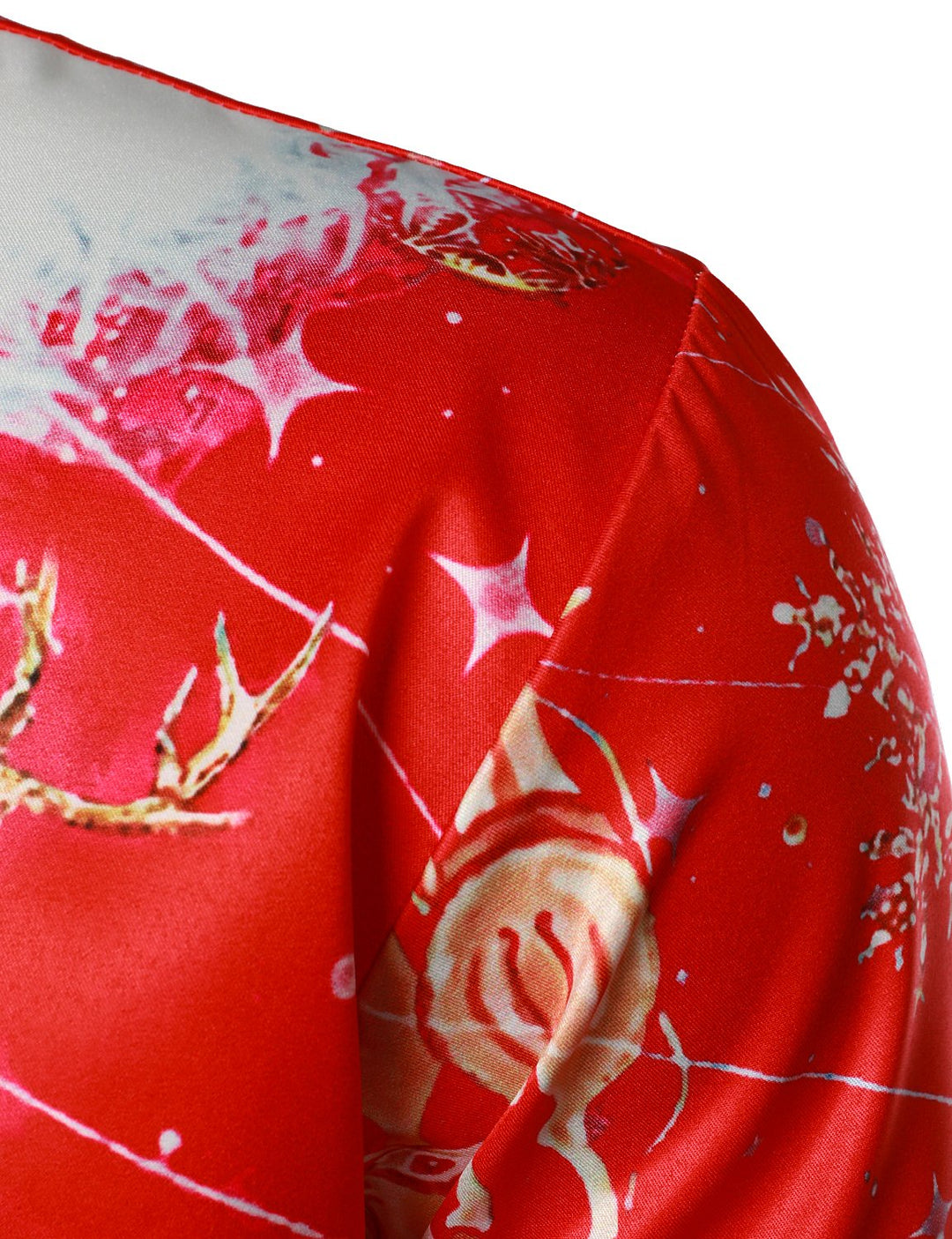 Beau – Herren-Oberteil in weihnachtlicher Inspiration, rotes, festliches Outfit, festliches Hemd mit Knöpfen und langen Ärmeln