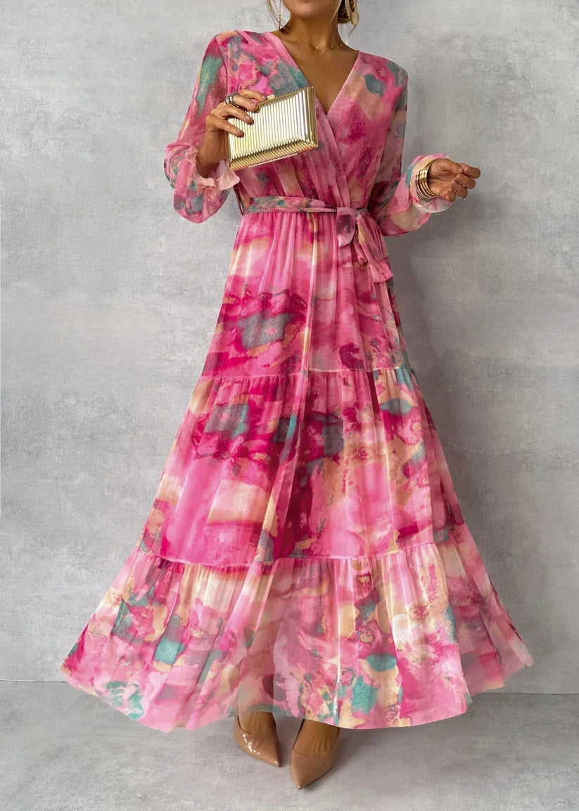 Jenina – Elegantes Wickel Kleid Mit Blumen Muster