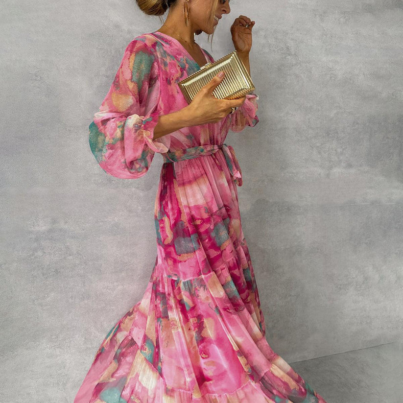 Jenina – Elegantes Wickel Kleid Mit Blumen Muster