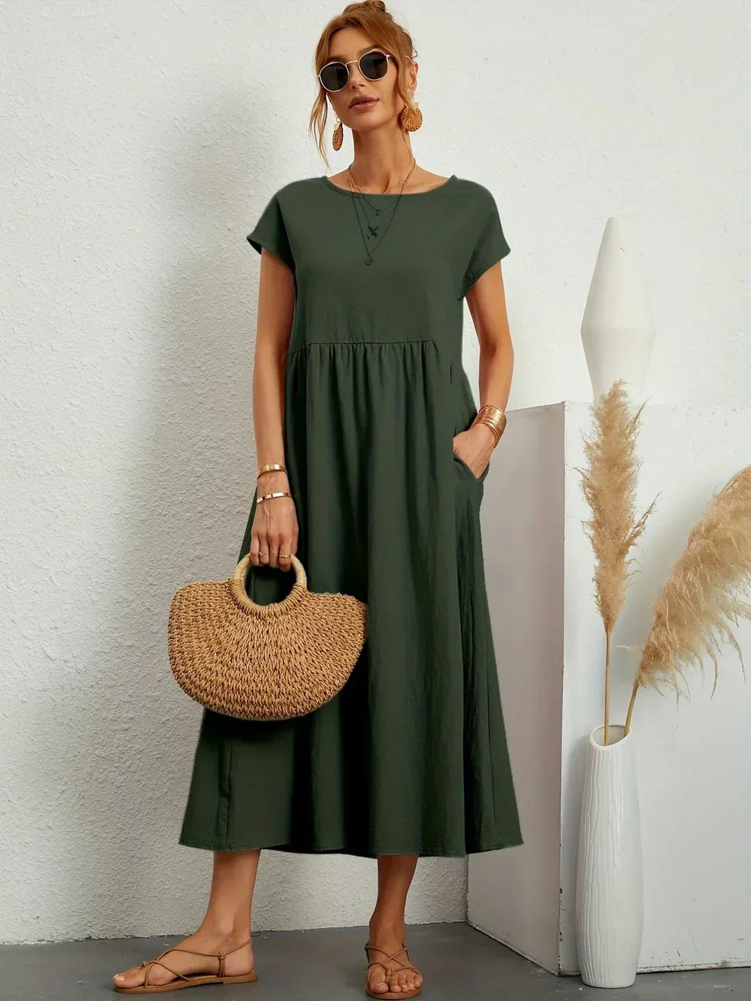 Neila – Oversized Maxikleid mit Tasche